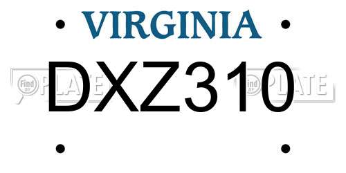 DXZ310 Virginia License Plate