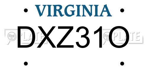 DXZ31O Virginia License Plate