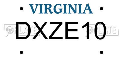 DXZE10 Virginia License Plate