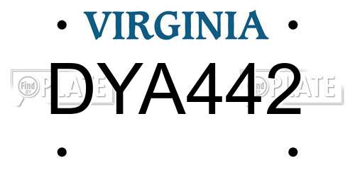 DYA442 Virginia License Plate
