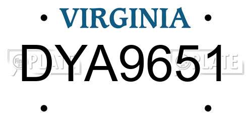 DYA9651 Virginia License Plate