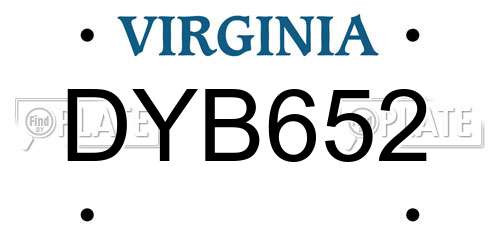 DYB652 Virginia License Plate