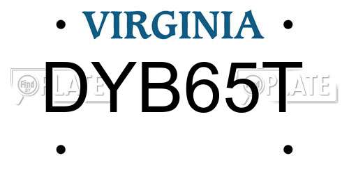 DYB65T Virginia License Plate
