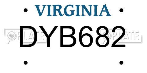 DYB682 Virginia License Plate