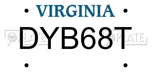 DYB68T Virginia License Plate