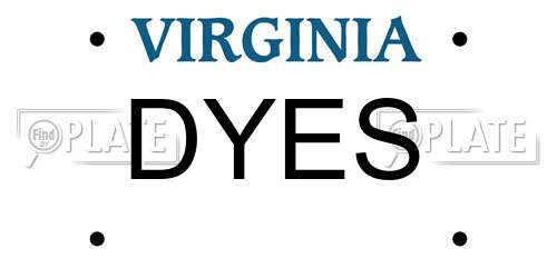 DYES Virginia License Plate