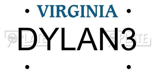 DYLAN3 Virginia License Plate