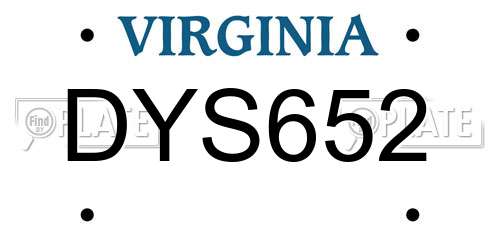 DYS652 Virginia License Plate