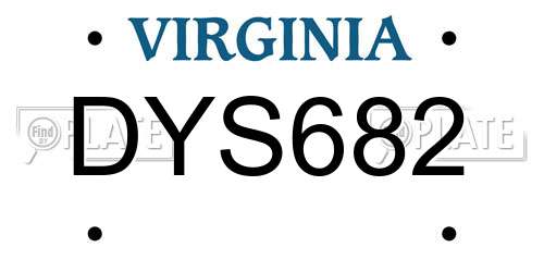 DYS682 Virginia License Plate