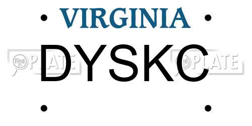 DYSKC Virginia License Plate