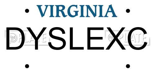 DYSLEXC Virginia License Plate