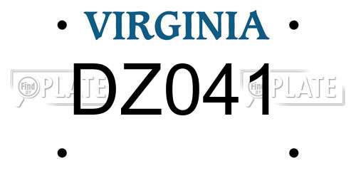 DZ041 Virginia License Plate