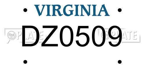 DZ0509 Virginia License Plate