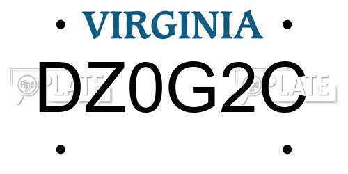 DZ0G2C Virginia License Plate