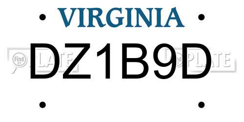 DZ1B9D Virginia License Plate