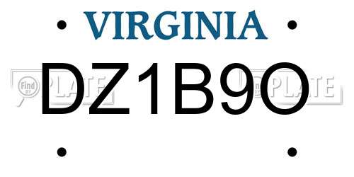 DZ1B9O Virginia License Plate