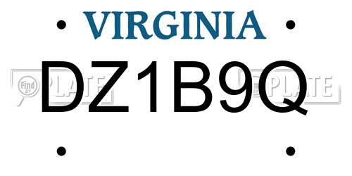 DZ1B9Q Virginia License Plate