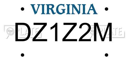 DZ1Z2M Virginia License Plate