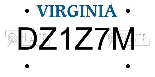 DZ1Z7M Virginia License Plate