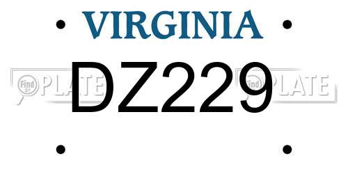 DZ229 Virginia License Plate