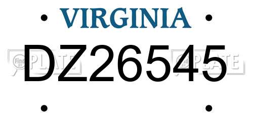 DZ26545 Virginia License Plate
