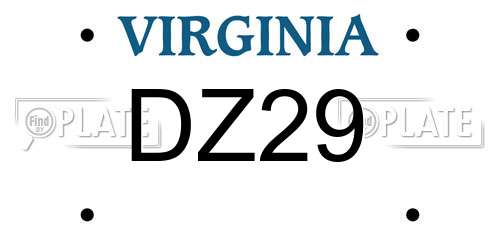 DZ29 Virginia License Plate