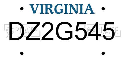 DZ2G545 Virginia License Plate