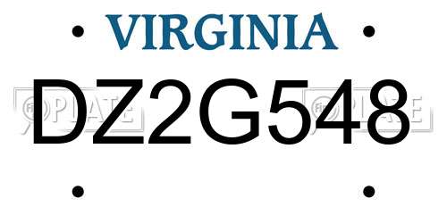 DZ2G548 Virginia License Plate
