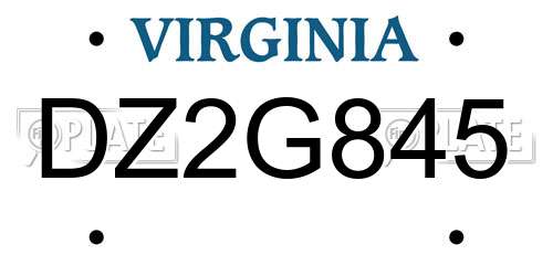 DZ2G845 Virginia License Plate