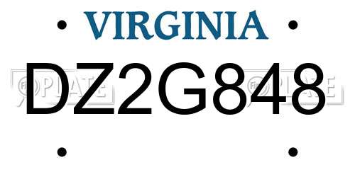 DZ2G848 Virginia License Plate