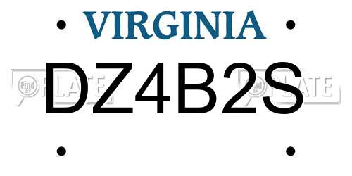 DZ4B2S Virginia License Plate