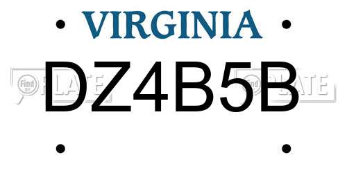 DZ4B5B Virginia License Plate