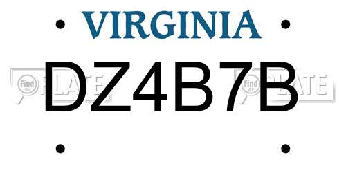 DZ4B7B Virginia License Plate