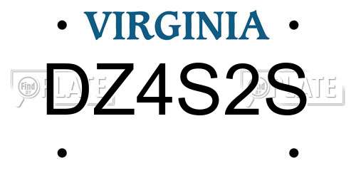 DZ4S2S Virginia License Plate