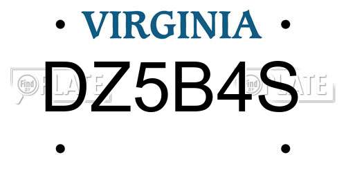 DZ5B4S Virginia License Plate