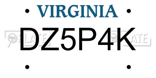 DZ5P4K Virginia License Plate