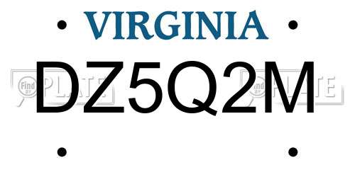DZ5Q2M Virginia License Plate