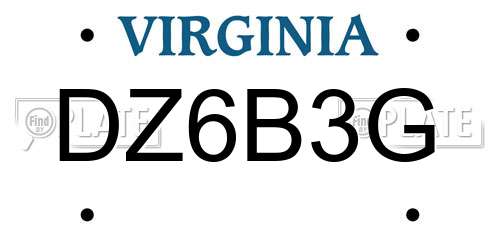 DZ6B3G Virginia License Plate