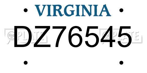DZ76545 Virginia License Plate