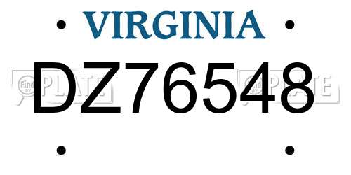 DZ76548 Virginia License Plate