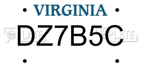 DZ7B5C Virginia License Plate