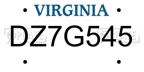 DZ7G545 Virginia License Plate