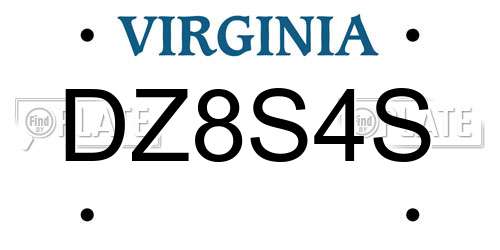 DZ8S4S Virginia License Plate