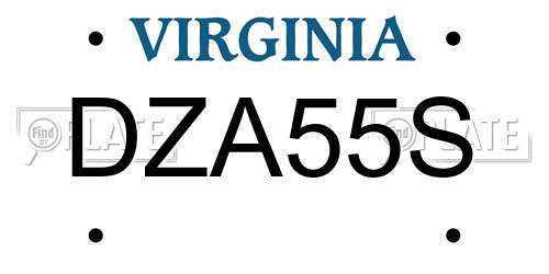 DZA55S Virginia License Plate