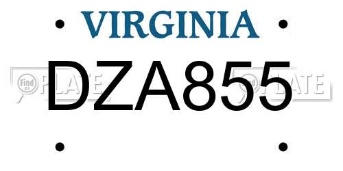 DZA855 Virginia License Plate