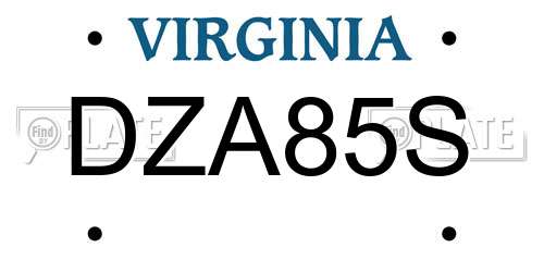 DZA85S Virginia License Plate