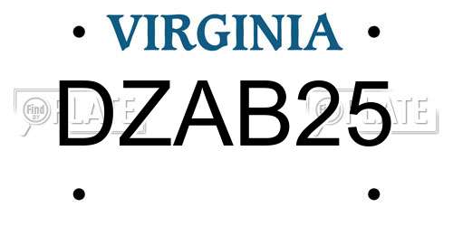 DZAB25 Virginia License Plate