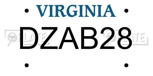 DZAB28 Virginia License Plate