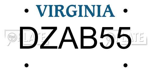 DZAB55 Virginia License Plate
