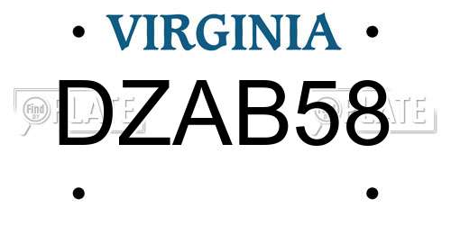 DZAB58 Virginia License Plate